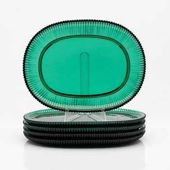 Arthur Percy, Lobster plates, 5 pcs, glass, "Reffla", Gullaskruf, second half of the 20th century.