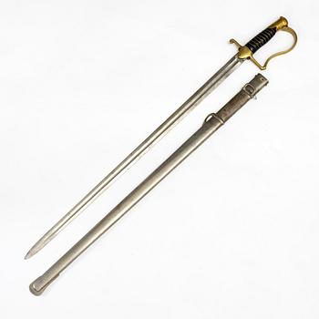 A Swedish artillery saber 1889 pattern with scabbard.
