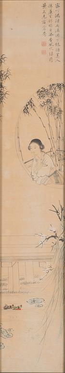 After Yu Qiubao (act 18th c), ink and colour on paper, Qingdynasty, circa 1900.
