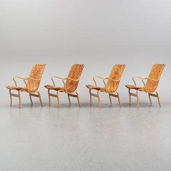 Four 'Eva' lounge chairs by Bruno Mathsson, for Firma Karl Mathsson, 1960' and 70's.