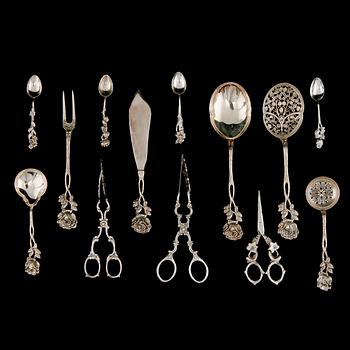 PARTI SILVERBESTICK, 26 delar, 1900-tal. Vikt 558 g.