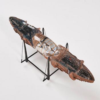 Bertil Vallien, a unique "Precious Cargo" sand-cast glass sculpture of a boat, Kosta Boda, Sweden, 1987.