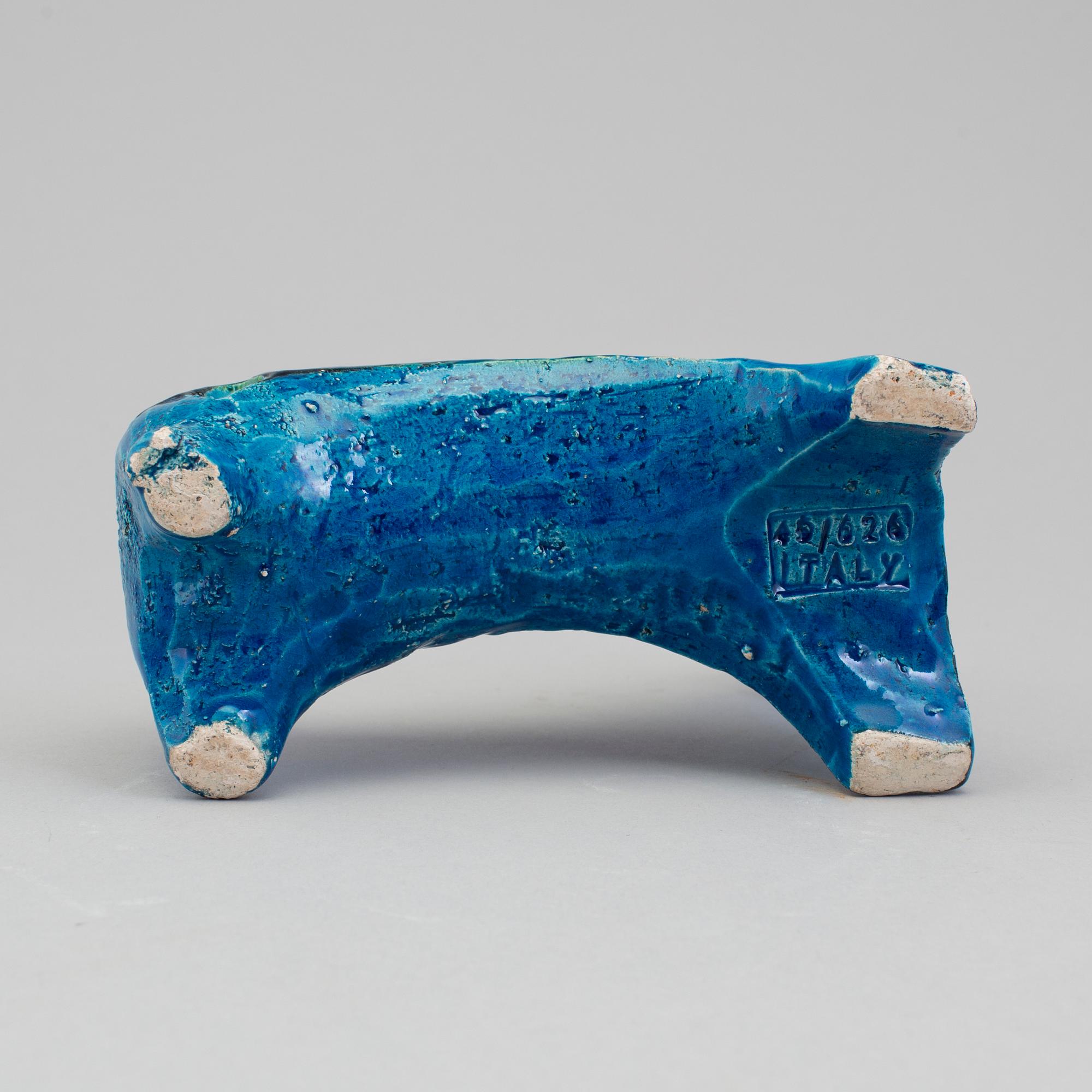 FIGURINE AND BOWLS, 3 parts, Bitossi, Italy, 1960s.