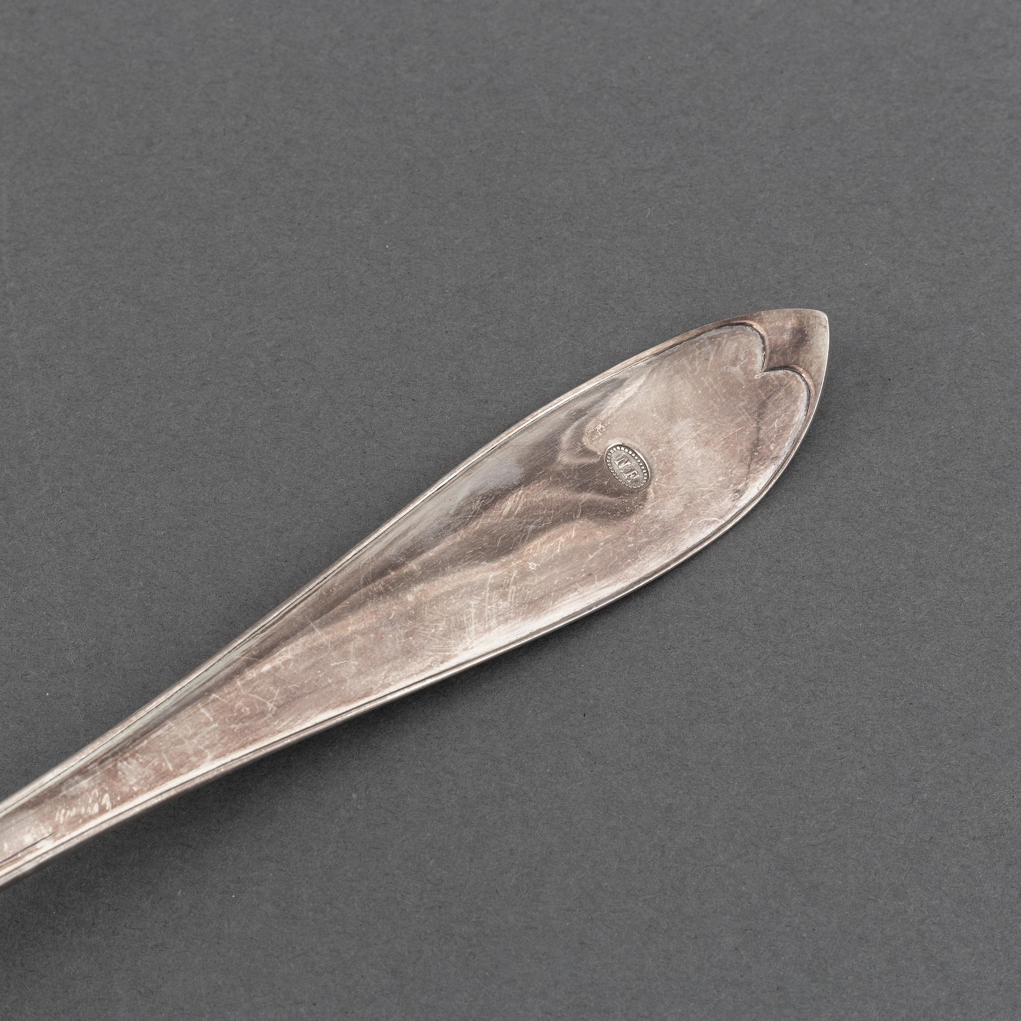 A swedish serving spoon and laddle, including mark of Claude St Claire Donneaud, Karlskrona (1812-27).