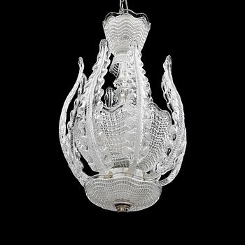 LJUSKRONA, glas, möjligen Carl Fagerlund, Orrefors, 1940/50-tal. Höjd ca 60 cm.