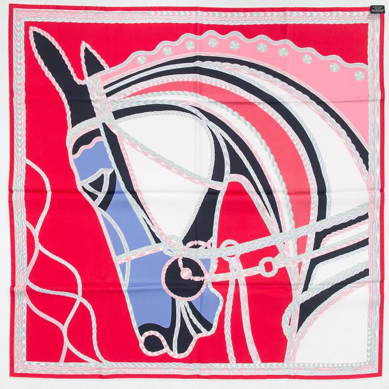 Hermès, 'Robe du soir' scarf and a Hermès scarf ring.