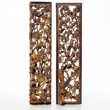 Two carved wooden panels, China, late Qing dynasty and first half of the 20th century.