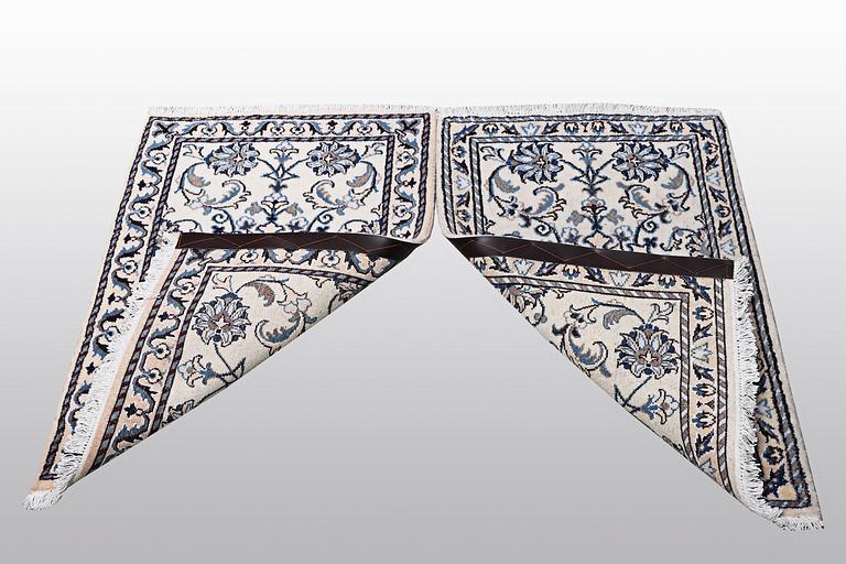 Two Nain rug, part silk, so called 9 LAA, ca 90 x 60 cm.