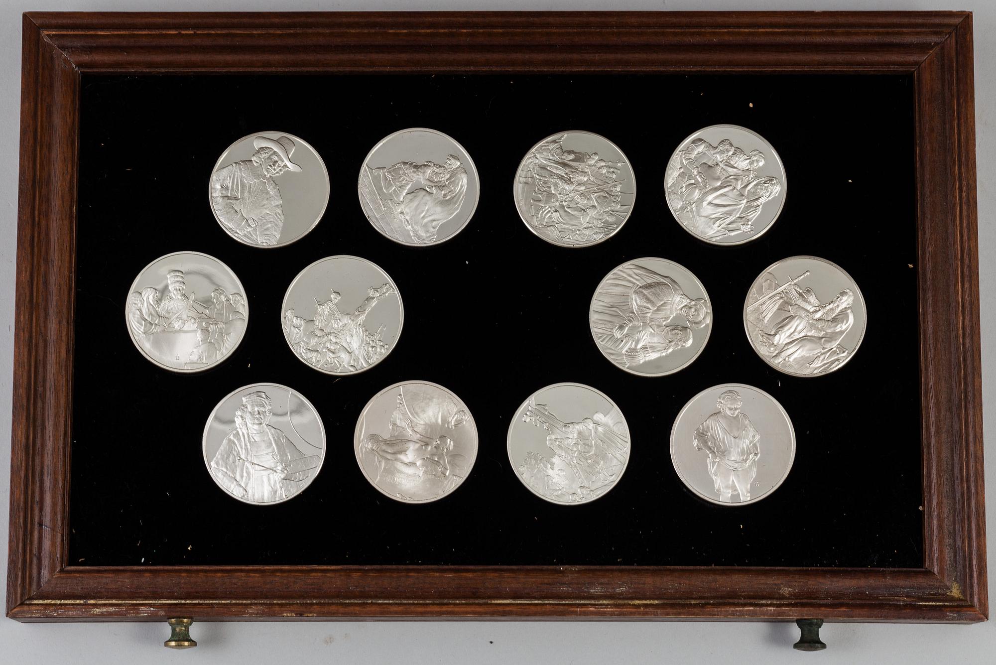 SAMLARMEDALJER, 50 st, sterlingsilver, "Rembrandt i silver", Franklin Mint AB, 1974.