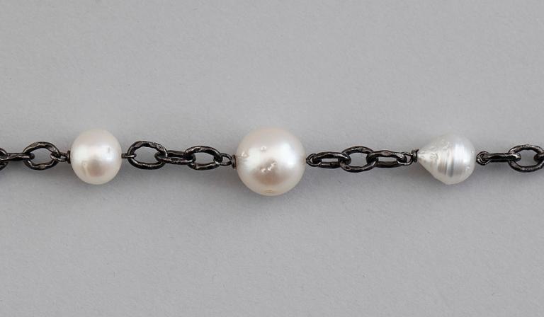 COLLIER, silver, south sea-pärlor.