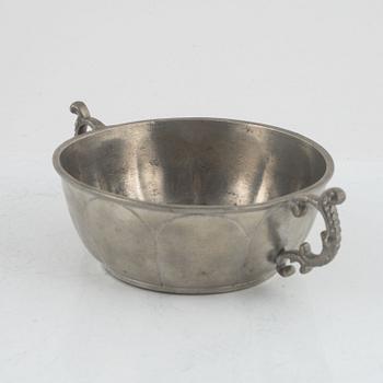 A pewter brandy-bowl, mark of Nils Forss, Västerås 1759.