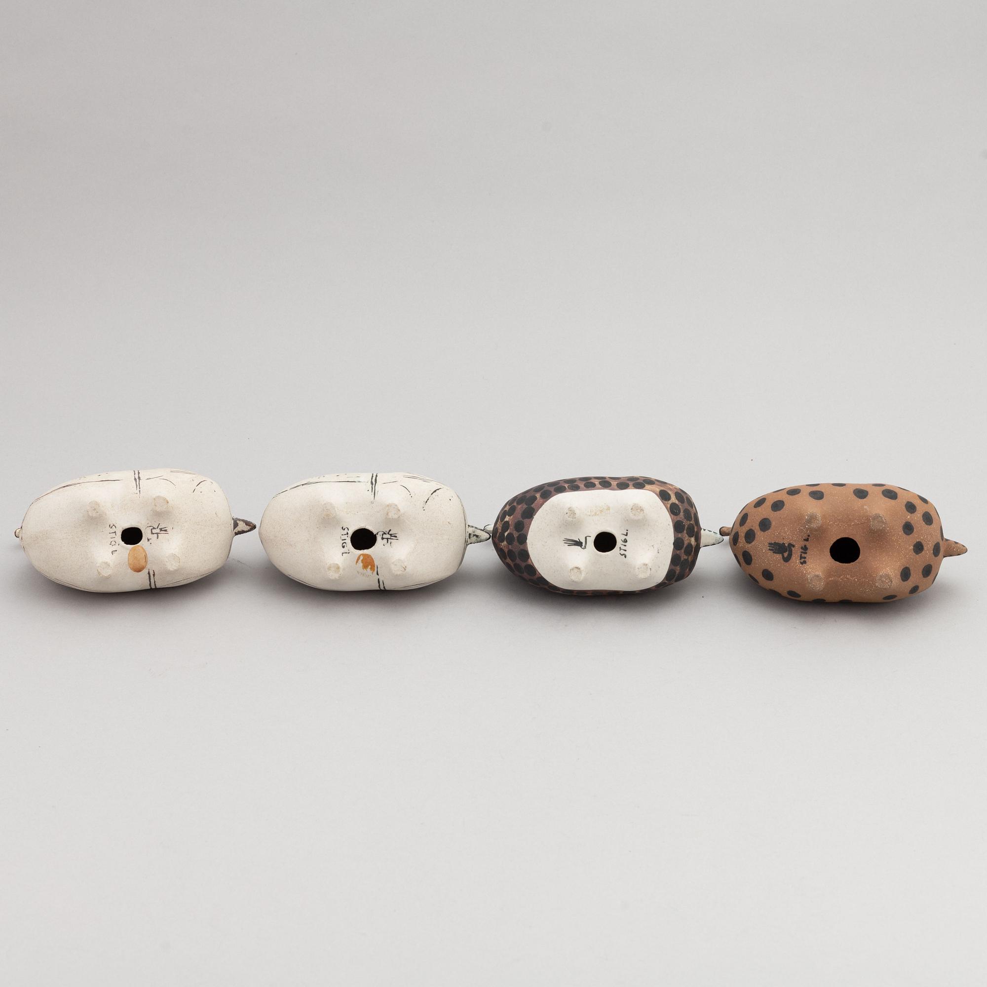 Stig Lindberg, figuriner, stengods, 4 st, Gustavsberg studio.