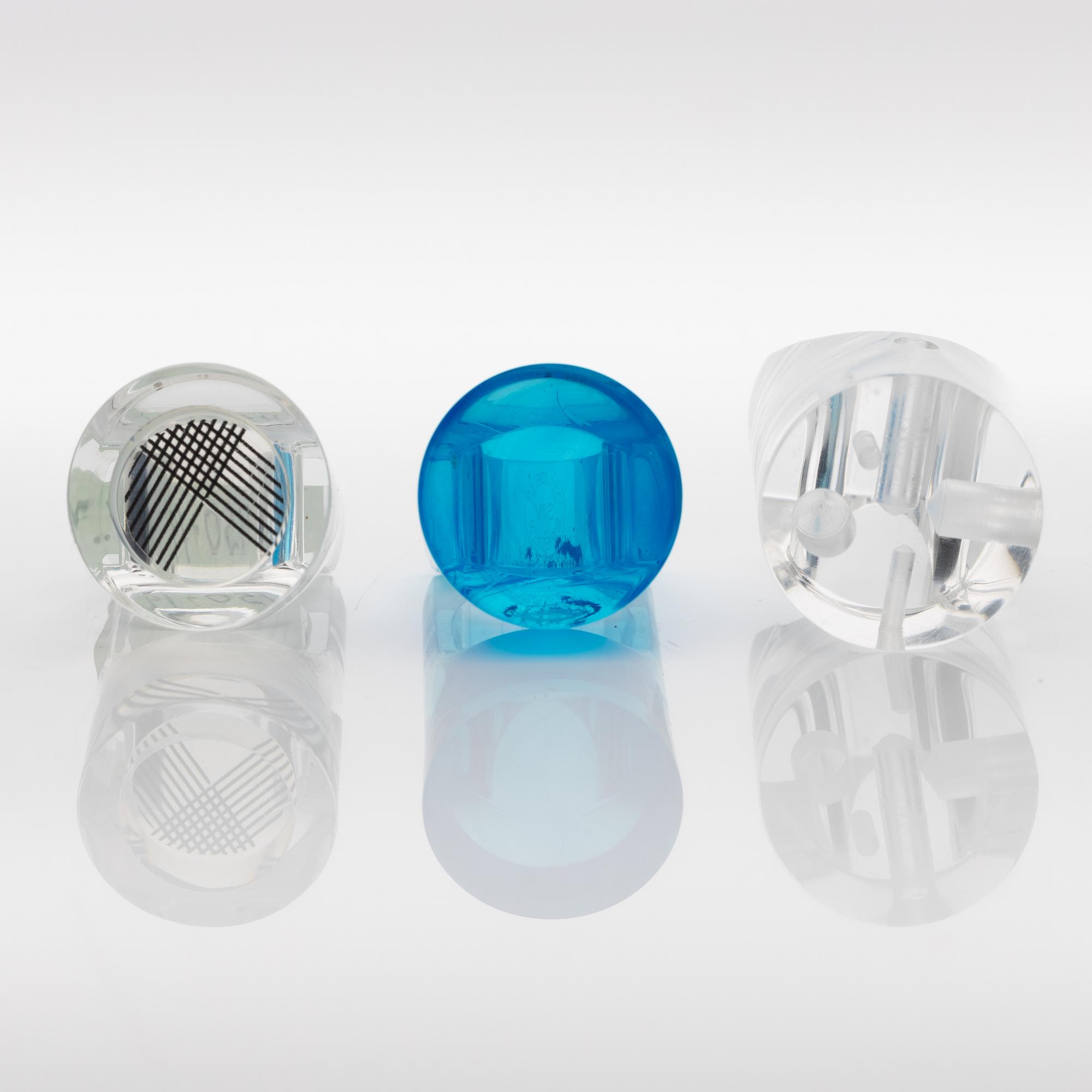 Siv Lagerström, three acrylic plastic rings, 1970s.