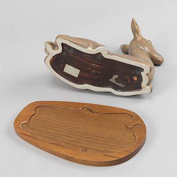 Gunnar Nylund, a unique deer stoneware sculpture, Rörstrand.