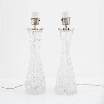 Carl Fagerlund, bordslampor ett par, Orrefors, 1900-talets andra hälft.