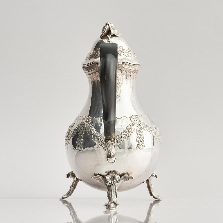 A Swedish 18th century silver coffee-pot, mark of Jacob Lampa, Stockholm 1777.