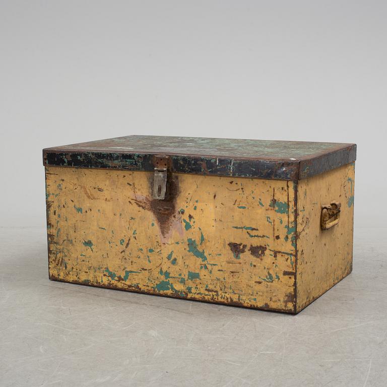 An early 20th century sheat metal chest.
