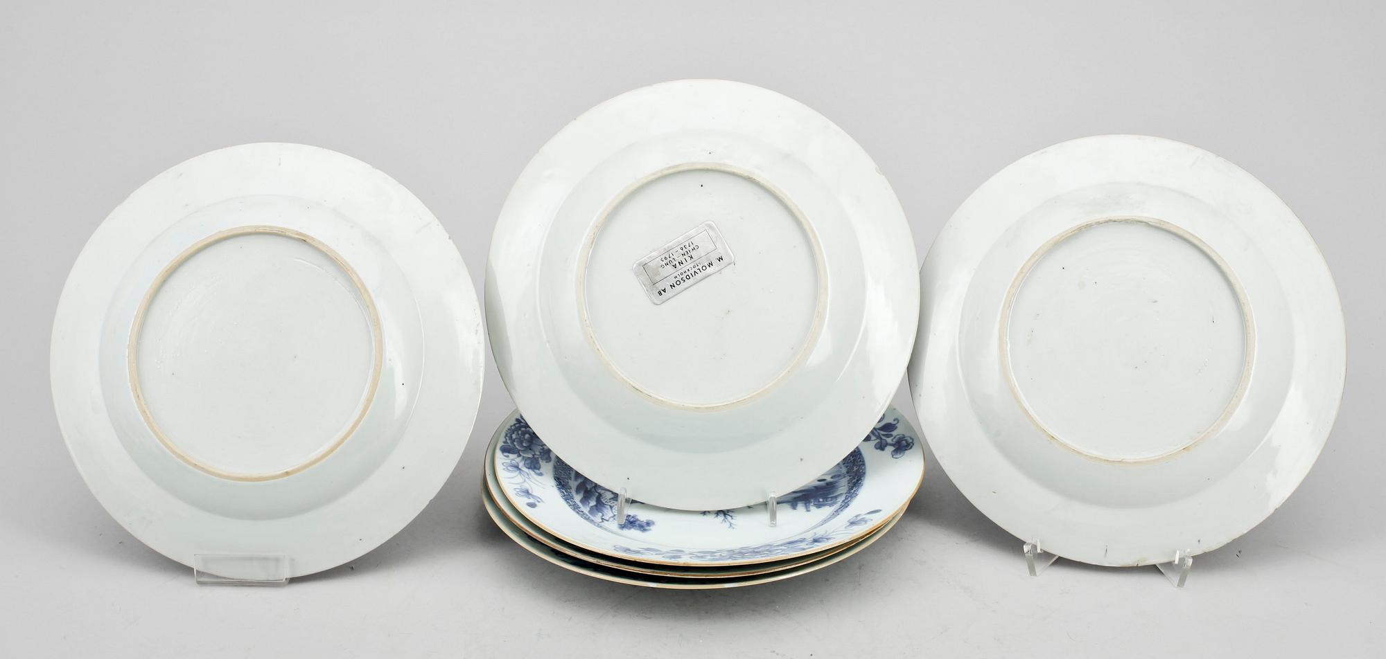 TALLRIKAR, 6 st, porslin, Qianlong, Kina 1700-tal.