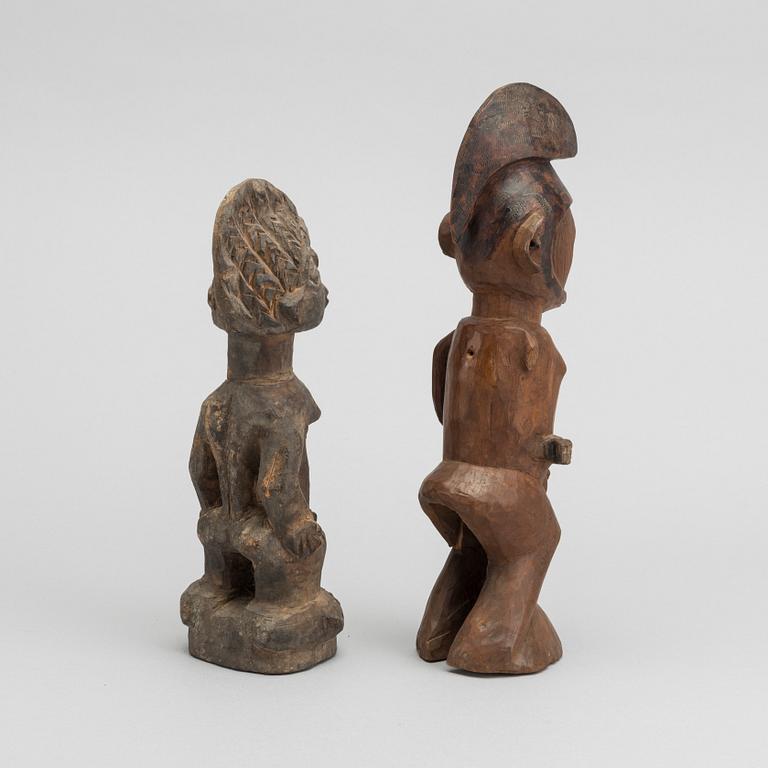 Two sculptures, Ibeji, Yoruba, Nigeria and Teke, DR Congo.