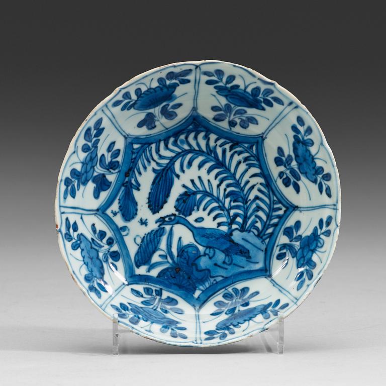 A set of nine blue and white kraak dishes, Ming dynasty, Wanli (1572-1620).