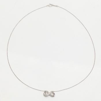 Tiffany & Co, Paloma Picasso, kaulakoru, "Double Loving Heart", 18K valkokultaa ja briljanttihiottuja timantteja.
