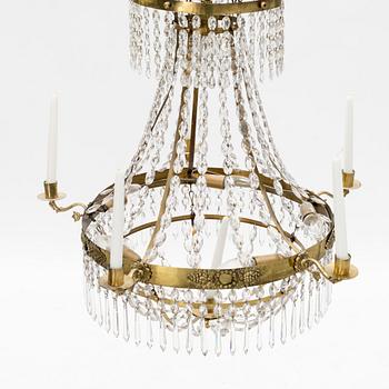 A Swedish gilt-brass Empire six-light chandelier, early 19th century.
