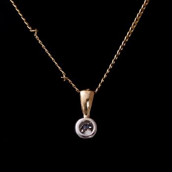 HÄNGE, 14K guld, briljantslipad diamant 0,25 ct. Vikt ca 4,6 g.