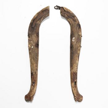 Locomotives, a pair. Folk art, Jämtland, 18th/19th century.