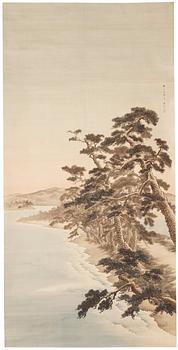 1056. A large Japanese kakiemono, 20th Century. Signed Kawabata Gyokushō (川端 玉章 1842-1913).