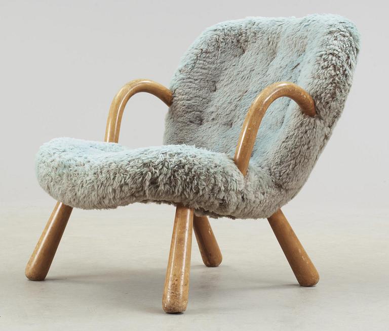 FÅTÖLJ, "Clam Chair" / "Muslinge", Philip Arctander, tillskriven, 1940/50-tal.