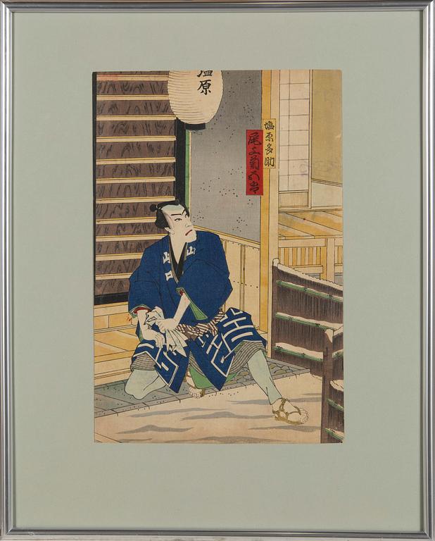 Utagawa Kunisada (Toyokuni III), Utagawa Kunisada, six woodblock prints, Kabuki actors.