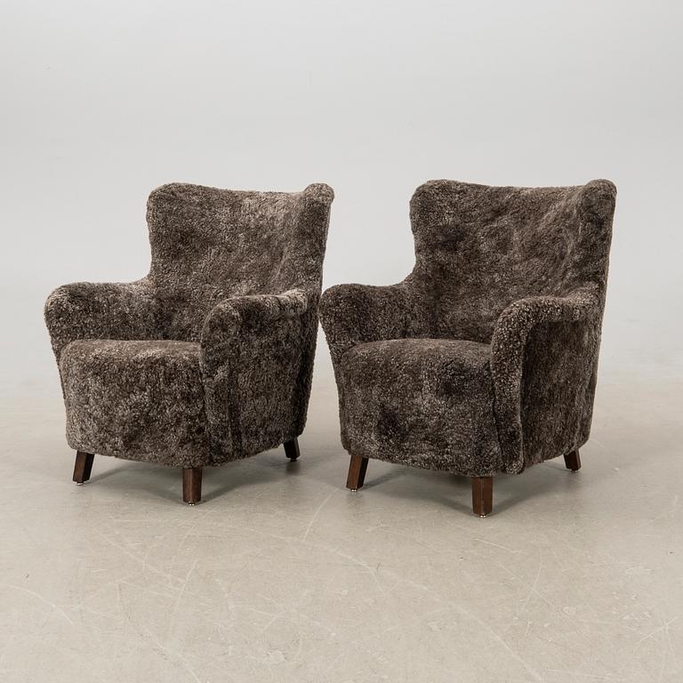 Armchairs, a pair, Asko Finland 1940s.