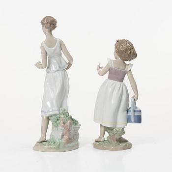 Lladró, 6 figurines, including "Wheelbarrow with flowers", "A barrow of fun", "A walk through blossoms", "Morning melodies".