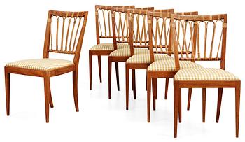 A set of six Josef Frank mahogany and , bamboo and ratten chairs, Svenskt Tenn,