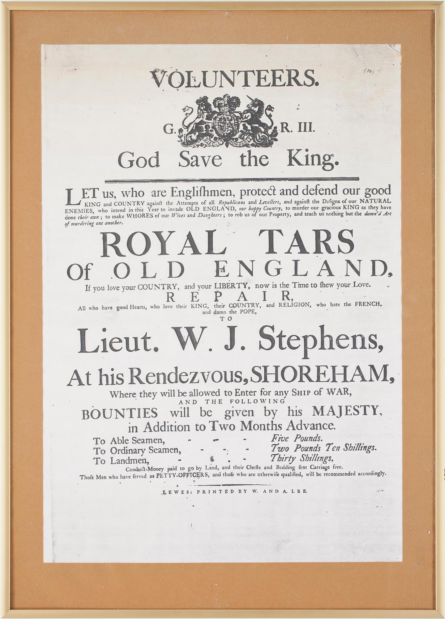 INKALLNINGSAFFISCH, England, 1700-tal.