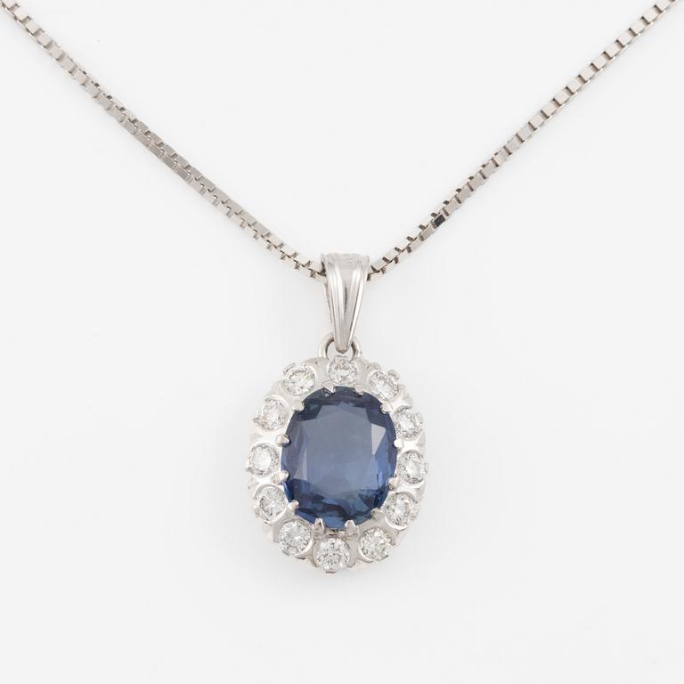 Pendant, Lennart Magnusson, 18K white gold with sapphire and brilliant-cut diamonds, chain 18K white gold included.