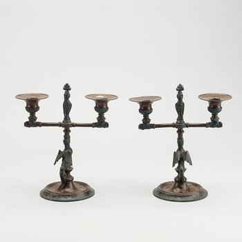 TWO CANDELABRUM, first half of the 20th century.