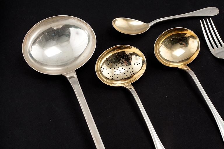 58 pieces of silver table ware, by GAB, early 20th century. Total weight 2529 g.
