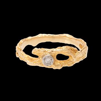 Björn Weckström ring "Diamond Pond" 18K white and red gold with a round brilliant-cut diamond, Lapponia 2007.