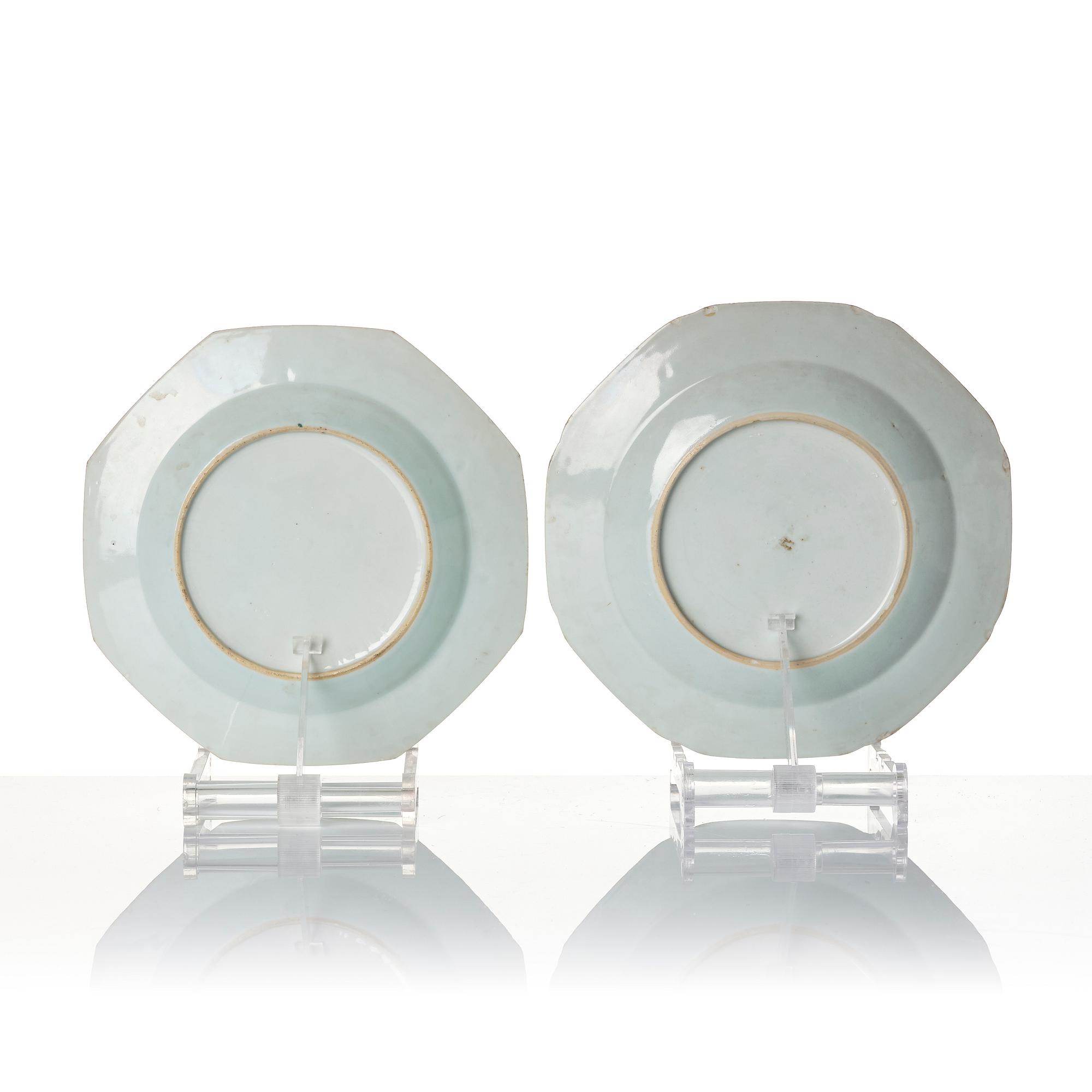 Two Chinese famille rose porcelain plates, Qing dynasty, Qianlong (1736-95).