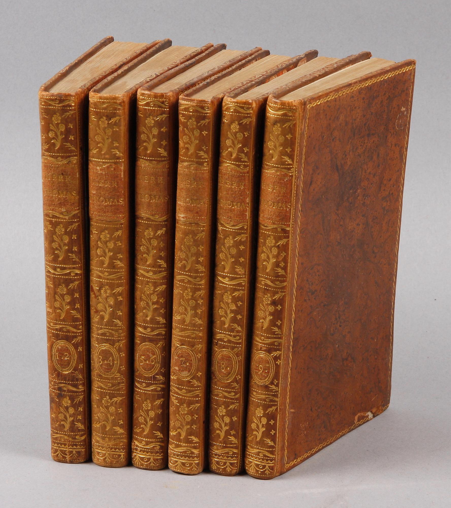 BÖCKER, 7 band, vol I-IX, "Herr Thomas" av J.G. Müller, Stockholm 1804-05.
