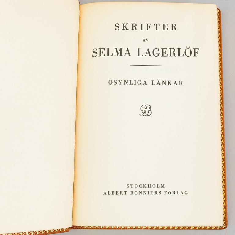 BÖCKER, 12 stycken, "Skrifter av Selma Lagerlöf", Albert Bonniers förlag 1940/50-tal.