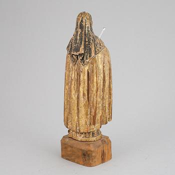 SAKRAL SKULPTUR, trä, 1700-tal. Troligen Den heliga Birgitta.