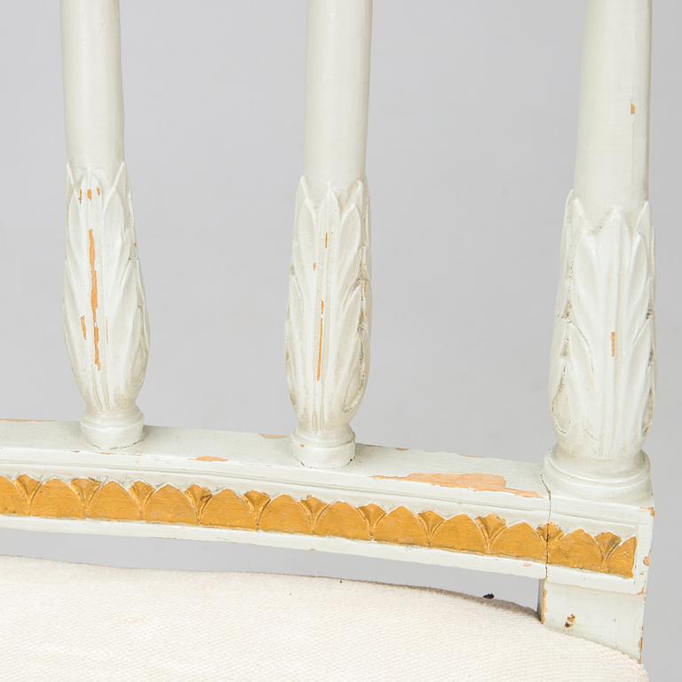 Four late Gustavian Stockholm chairs one signed EÖM  Erik Öhrmark turn of 18th/19th Century.