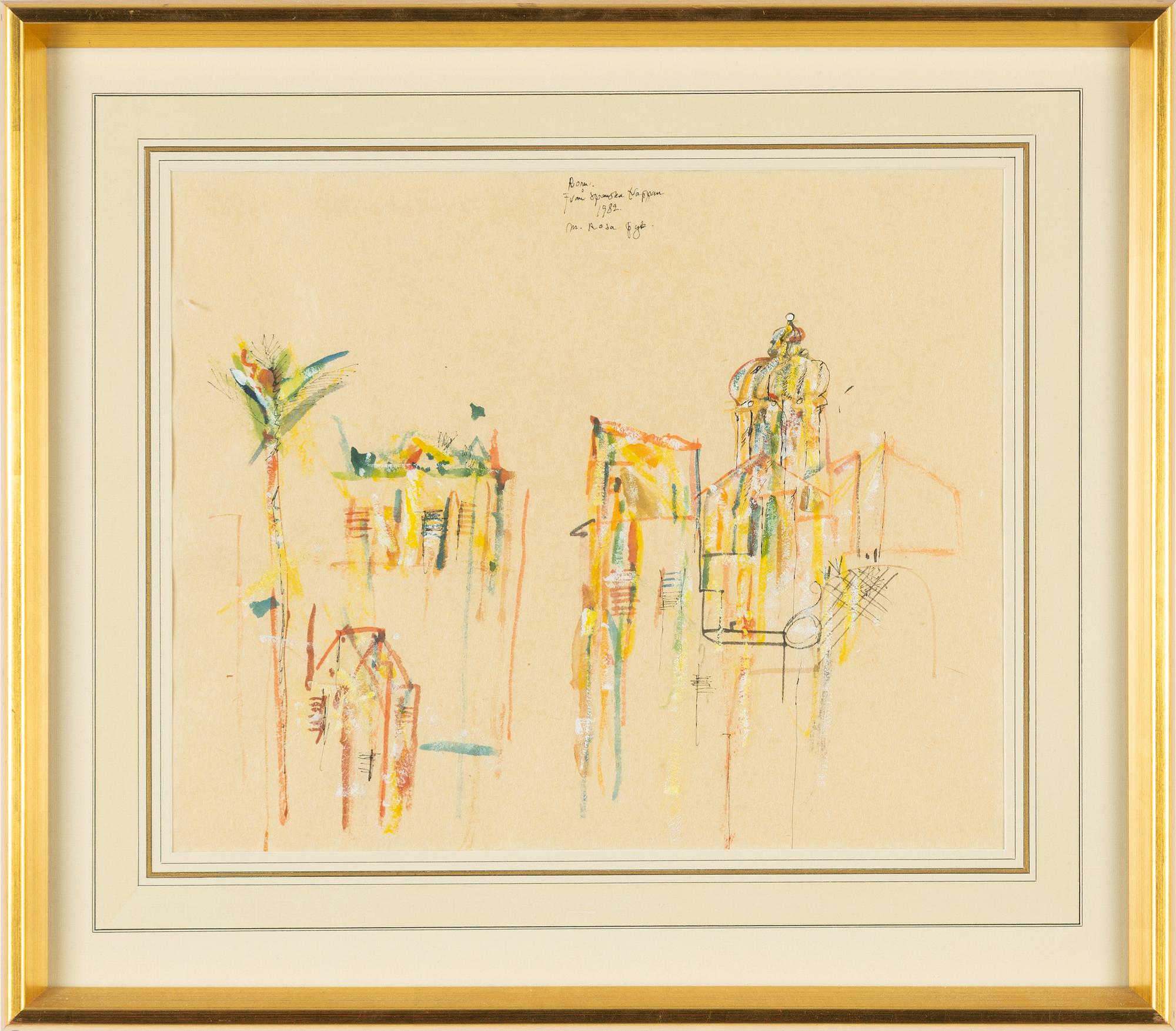 Madeleine Pyk, gouache, signed and dated Rom 1982.