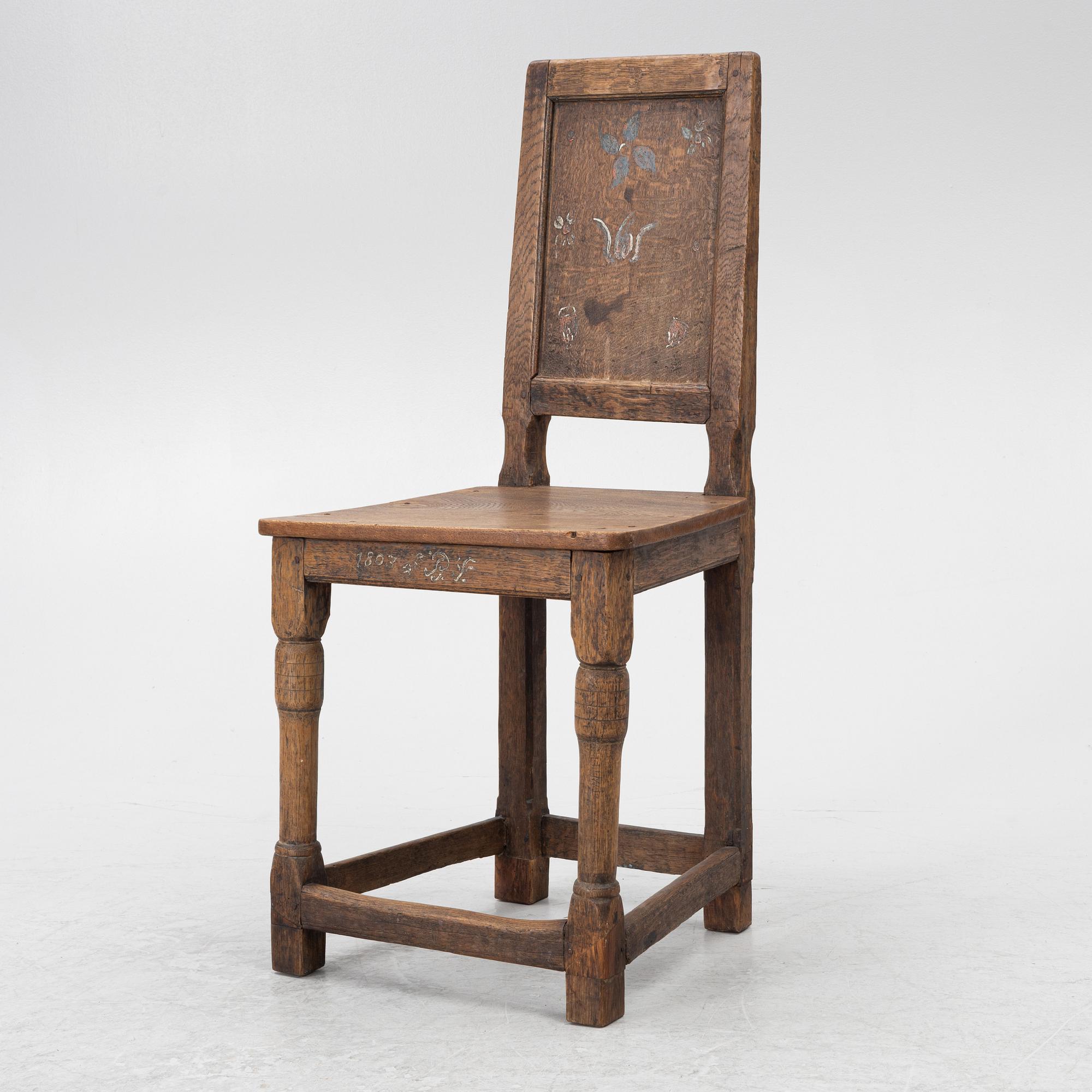 Chair, folk art, dated 1803.