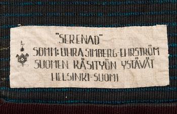 Uhra-Beata Simberg-Ehrström,  ryijy/ryijymatto, Suomen käsityön ystävät. Noin 180x125 cm.