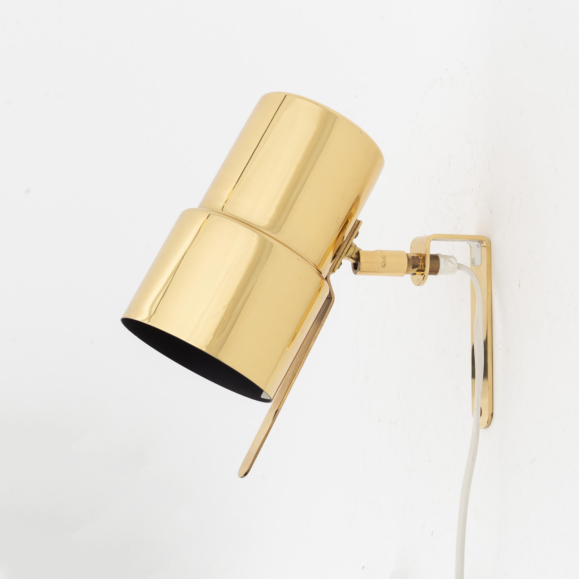 Hans-Agne Jakobsson, a V324 brass wall lamp, Markaryd,, second half of the 20th century.