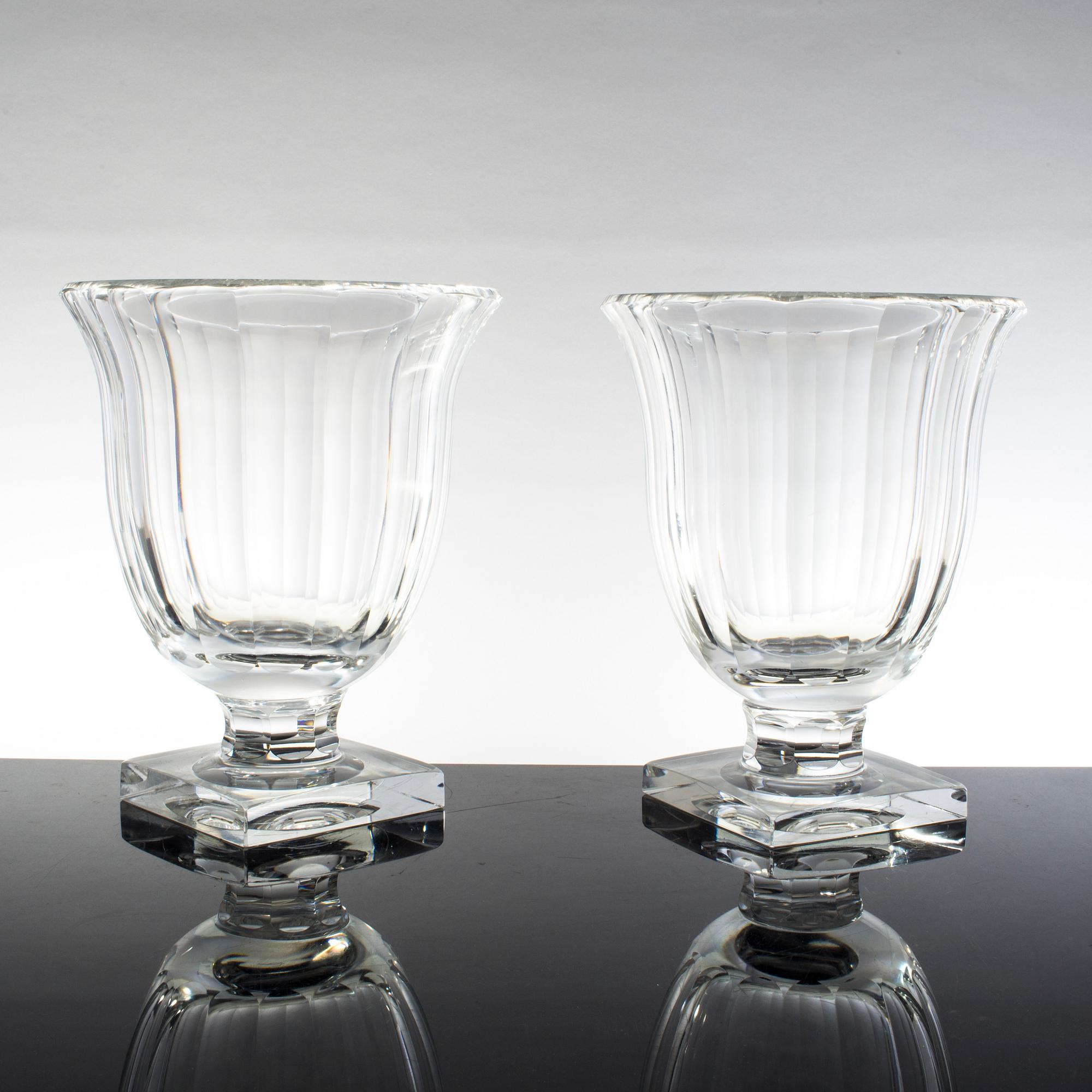 A pair of glass vases possibly by Elis Berg Kosta Boda from the first half of the 20th century.