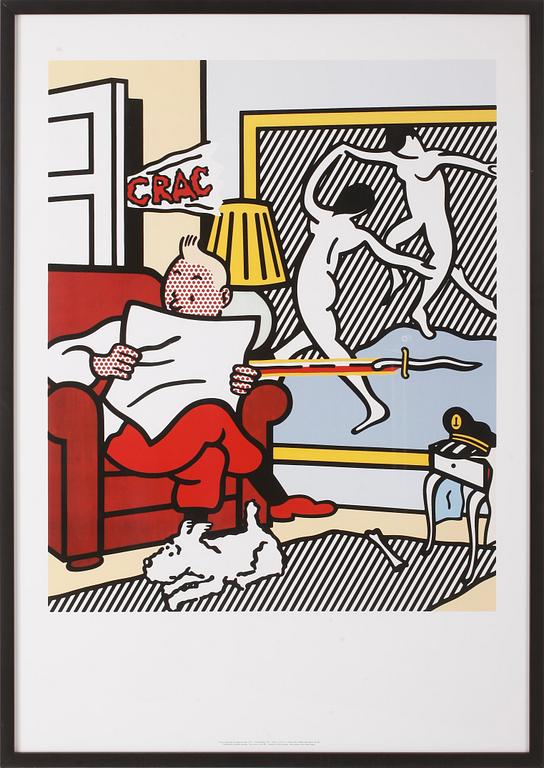 ROY LICHTENSTEIN, efter, offsetlitografi, 1995. "Tintin Reading II".